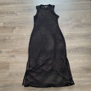Midnight Hour Black Maxi Sleeveless Mesh Dress size XL